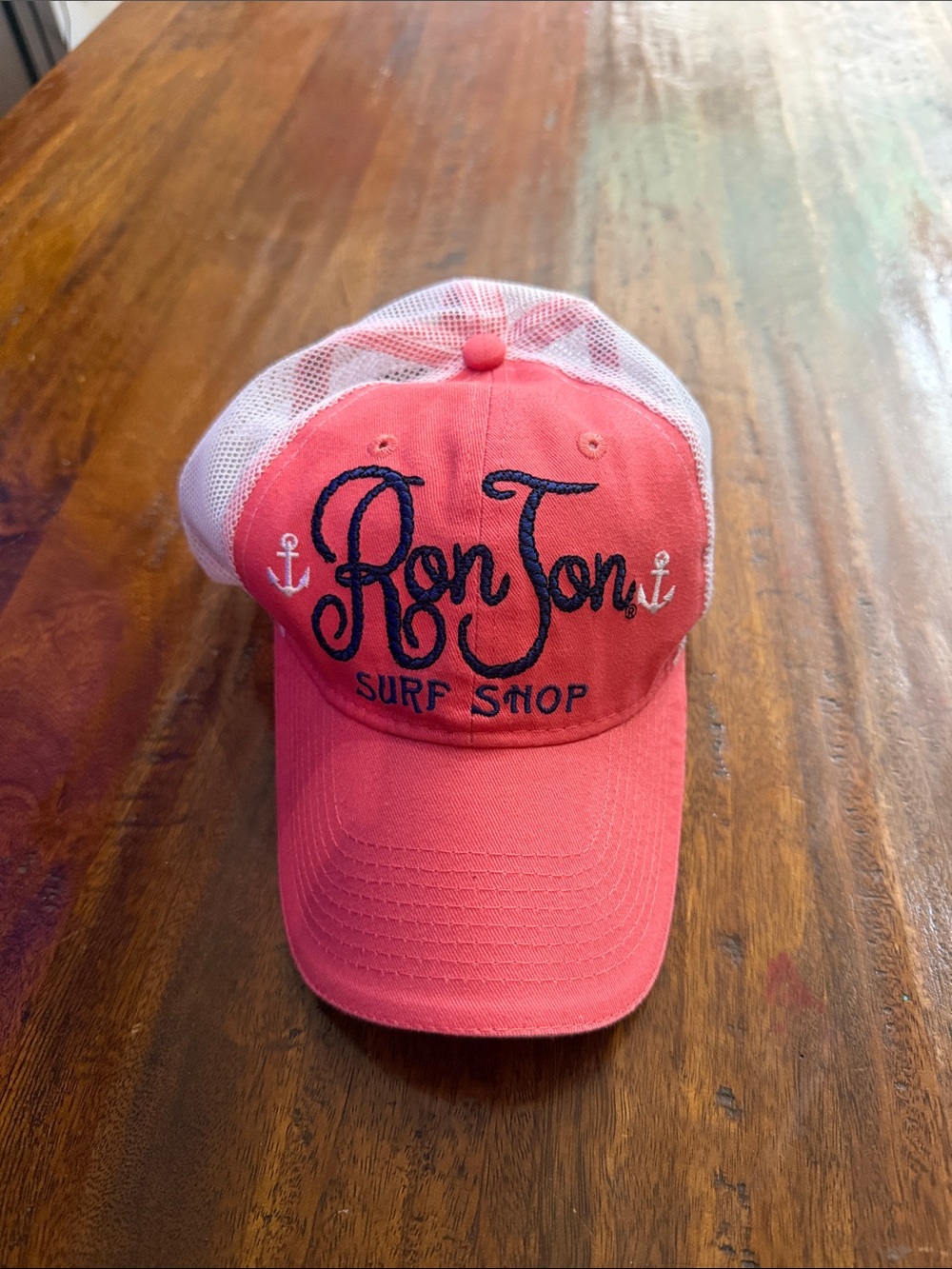 Ron Jon Coral and White Mesh Surf Trucker Hat